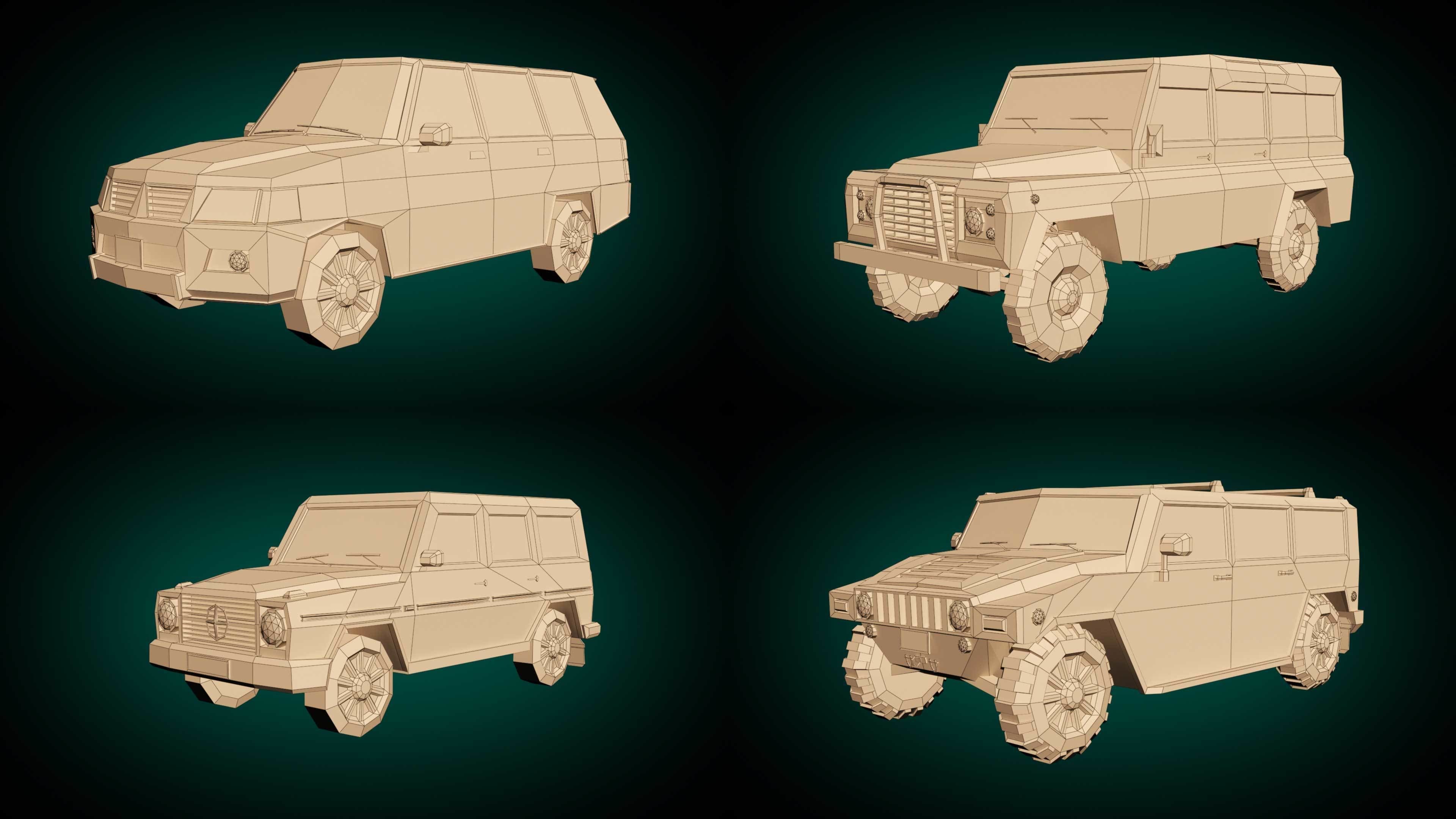 Low Poly SUV Pack 01 3D Model Collection_13