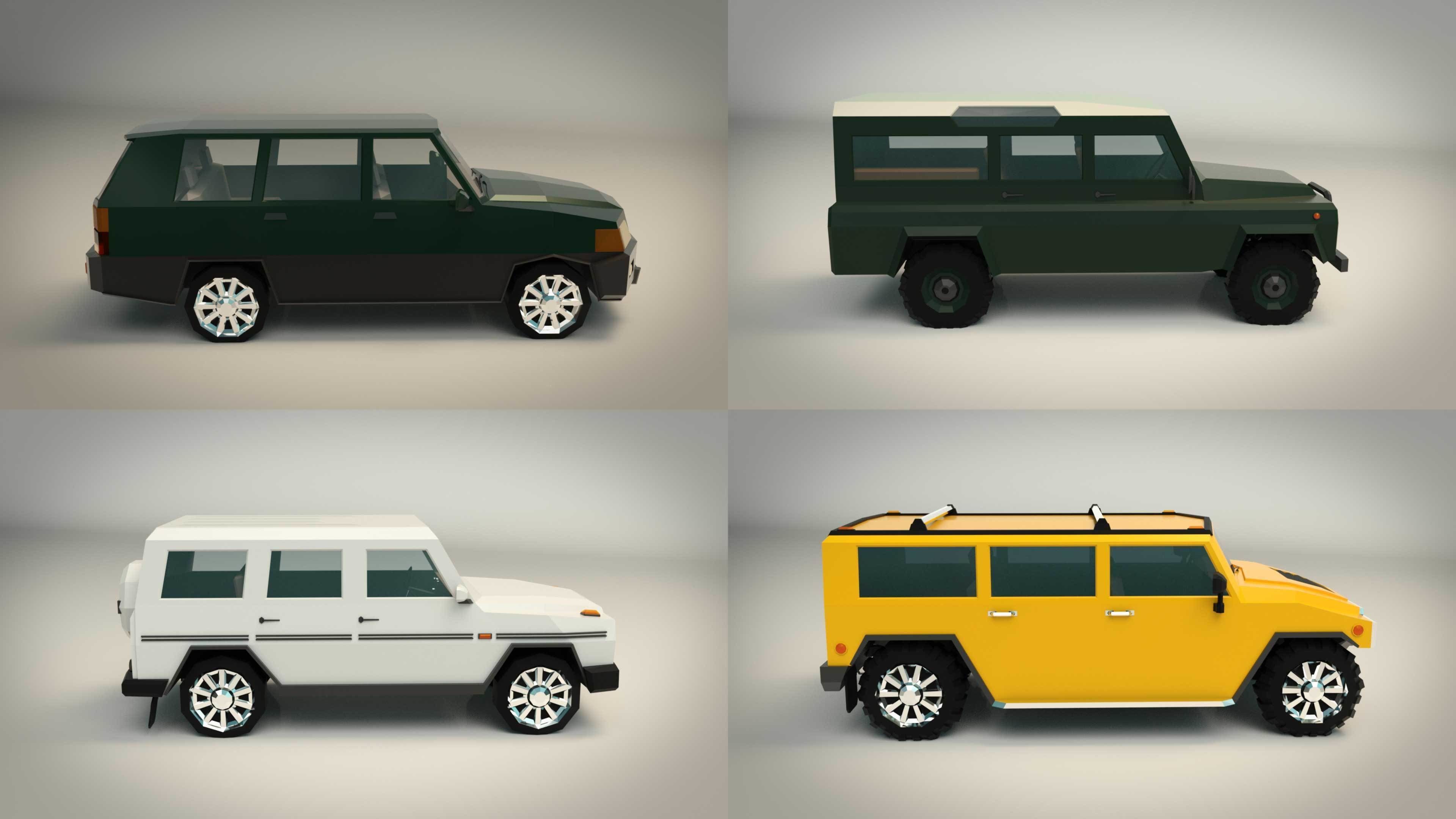Low Poly SUV Pack 01 3D Model Collection_12