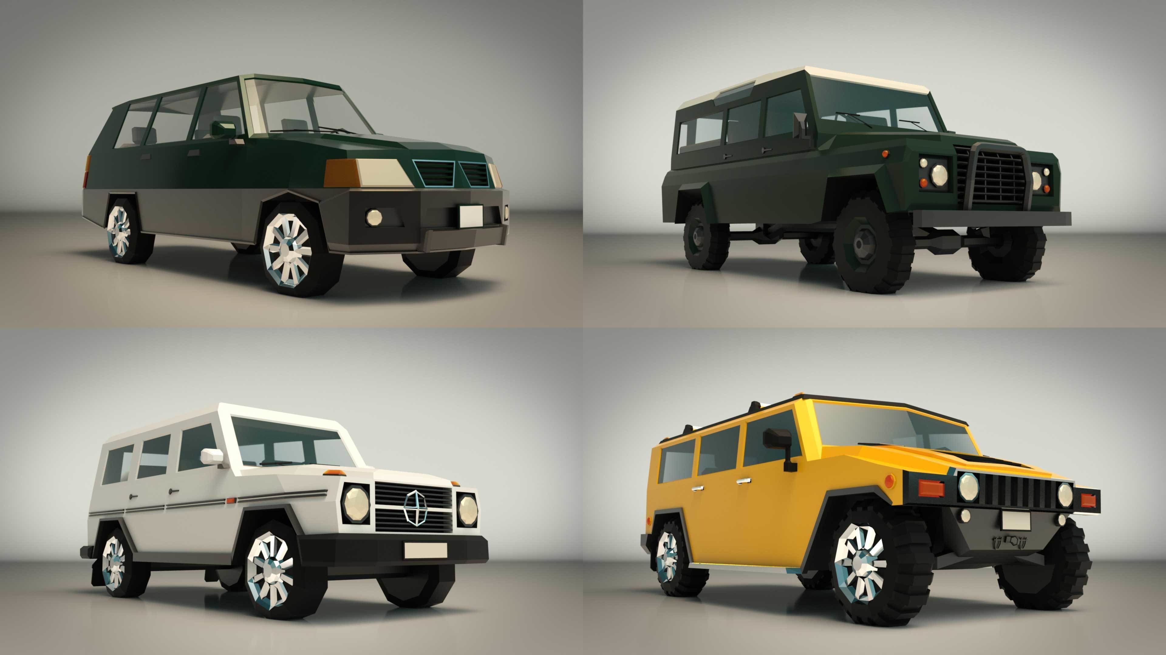 Low Poly SUV Pack 01 3D Model Collection_11