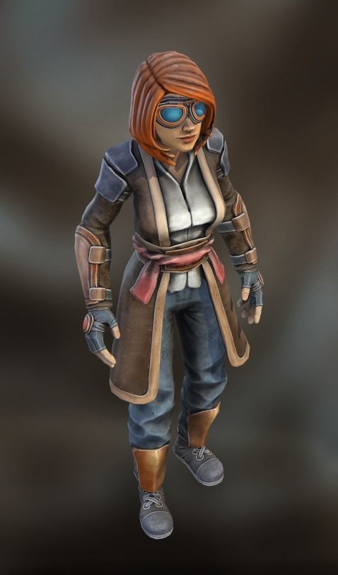 Stylized Steampunk Girl Low-poly 3D model_2