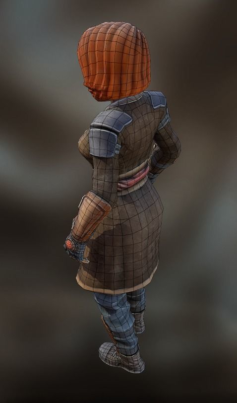 Stylized Steampunk Girl Low-poly 3D model_10