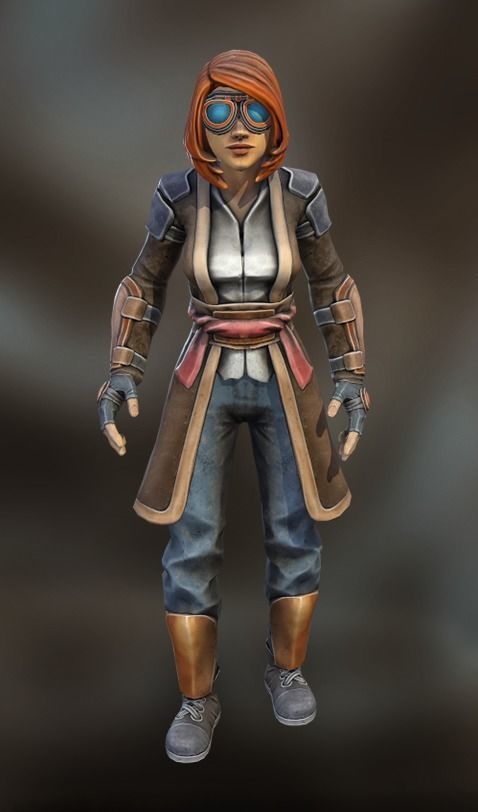 Stylized Steampunk Girl Low-poly 3D model_5