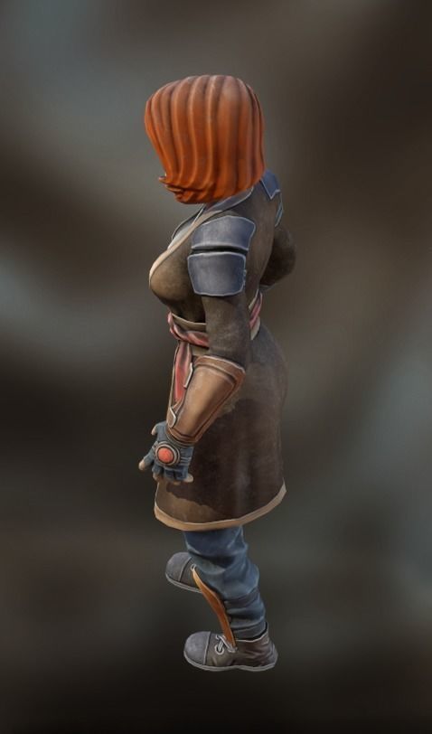 Stylized Steampunk Girl Low-poly 3D model_6