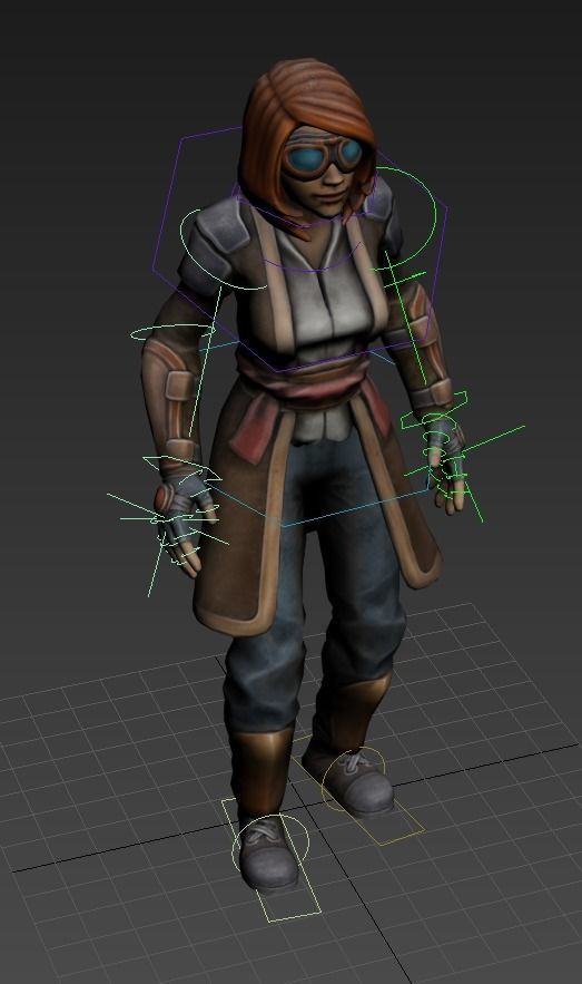 Stylized Steampunk Girl Low-poly 3D model_3
