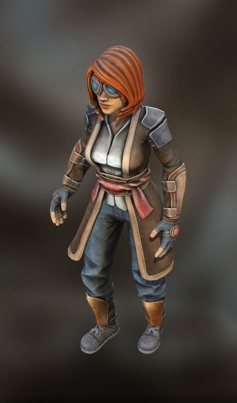 Stylized Steampunk Girl Low-poly 3D model_8