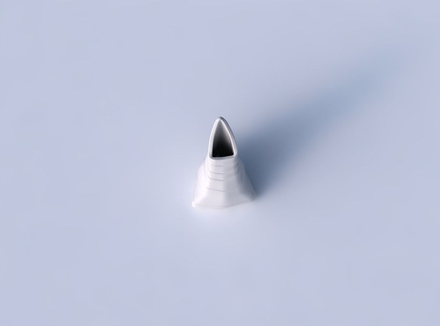 Vase grounded tipping triangle with smooth horizontal ribbons 3D print model_2