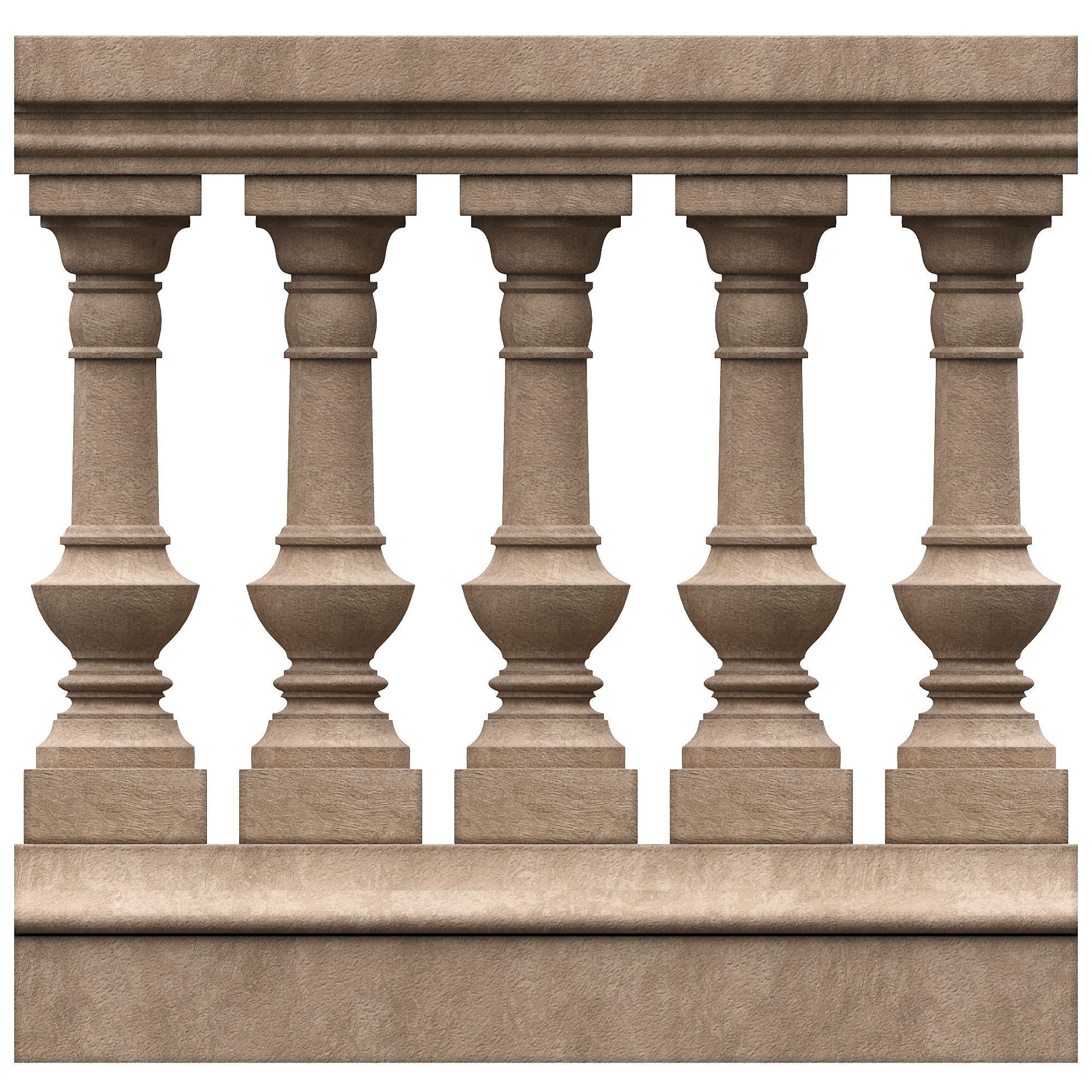 Stone balustrade 08 3D model_3