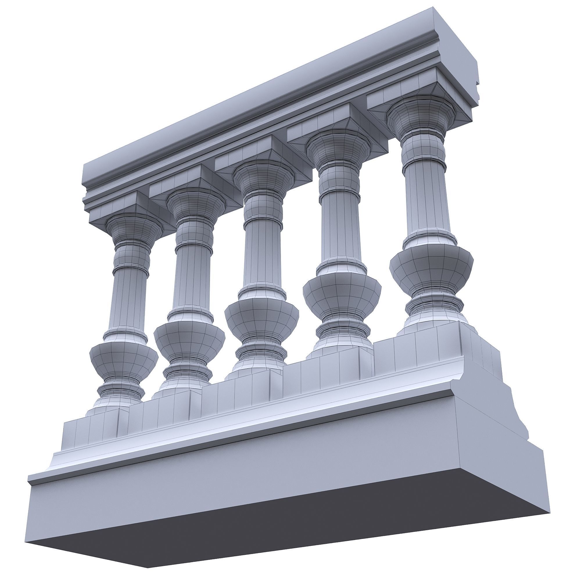 Stone balustrade 08 3D model_6