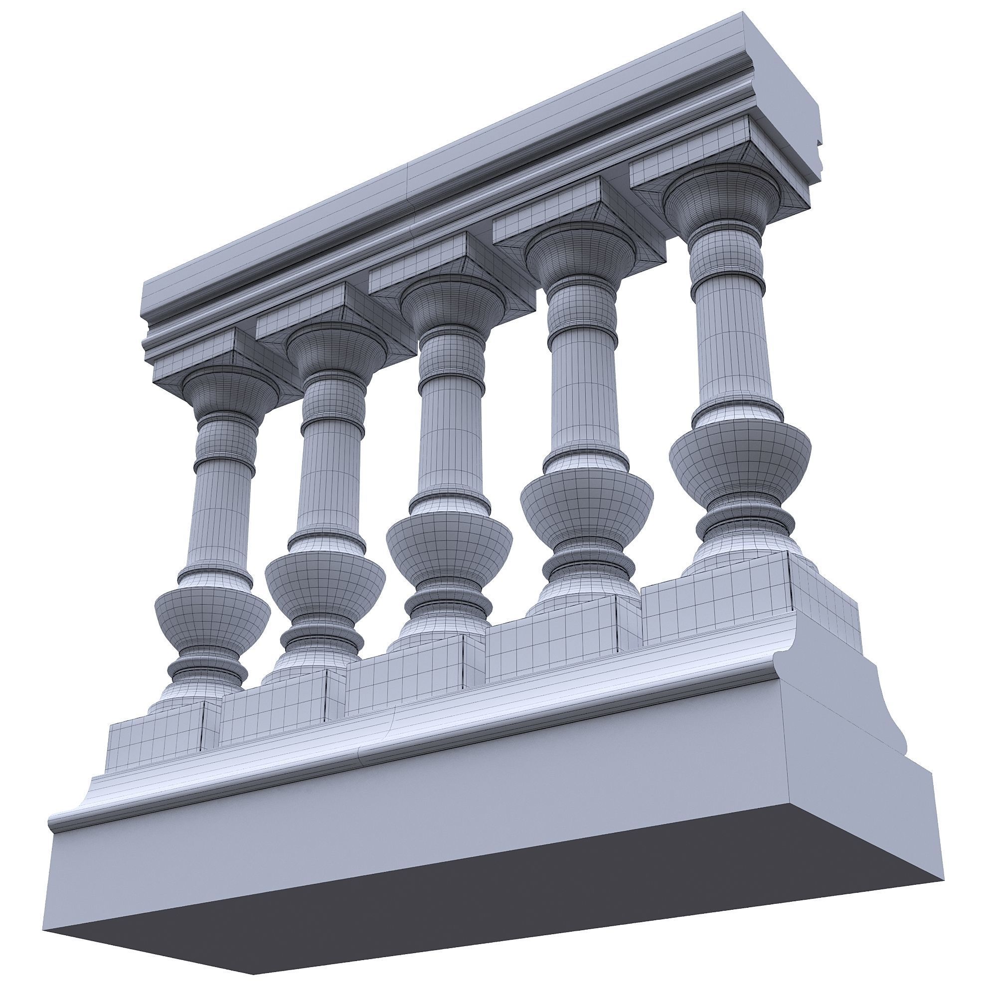 Stone balustrade 08 3D model_5
