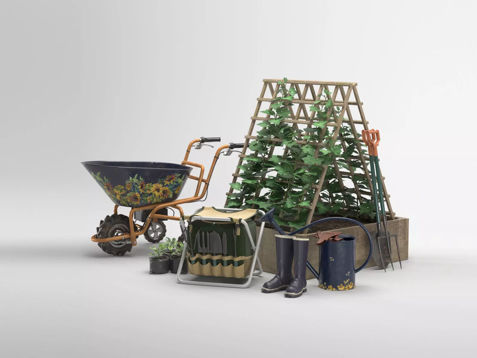 Garden tools set 01 3D model