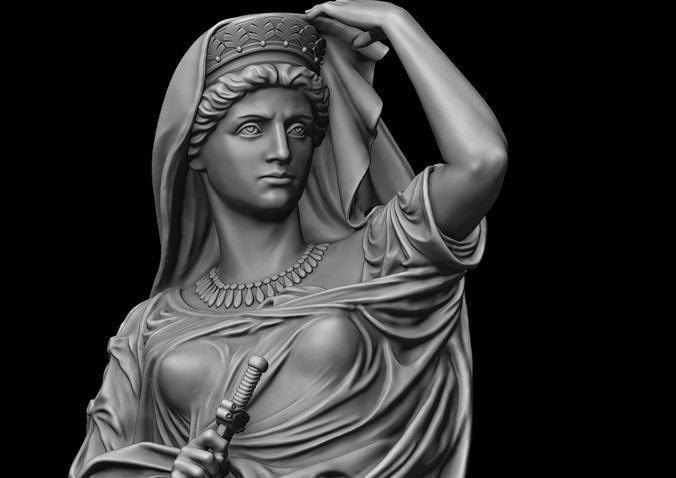Lady with dagger Statue 3D print model