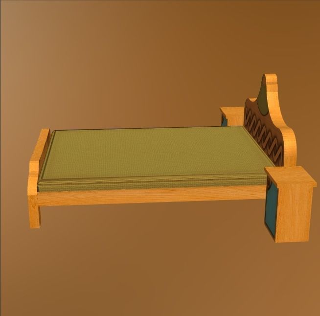 bed 02 Low-poly 3D model_5