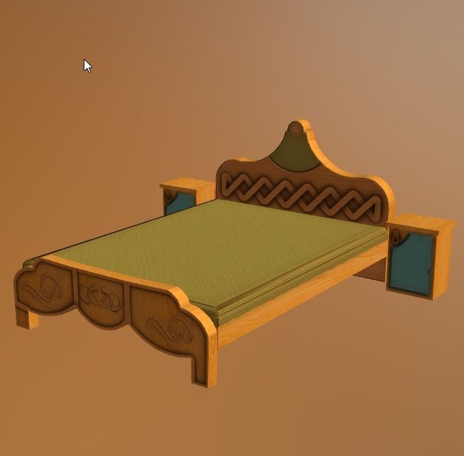bed 02 Low-poly 3D model_6