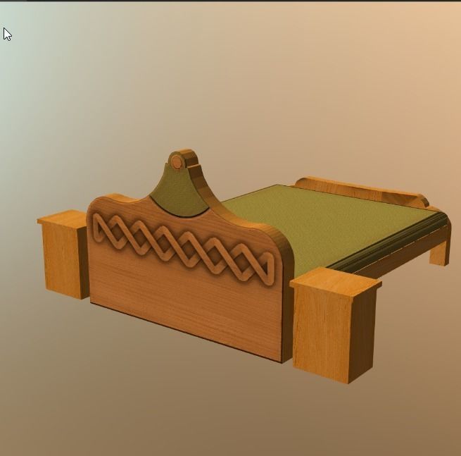 bed 02 Low-poly 3D model_3