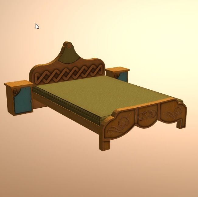 bed 02 Low-poly 3D model_4