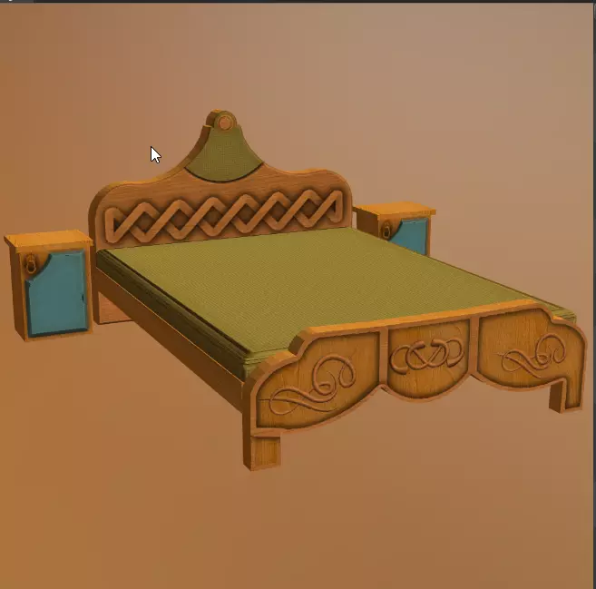 bed 02 Low-poly 3D model_0