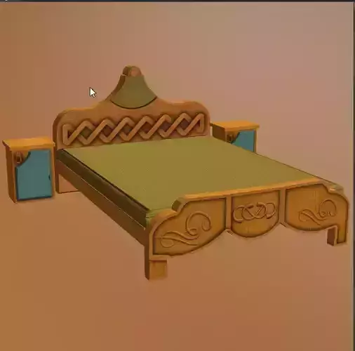 bed 02 Low-poly 3D model