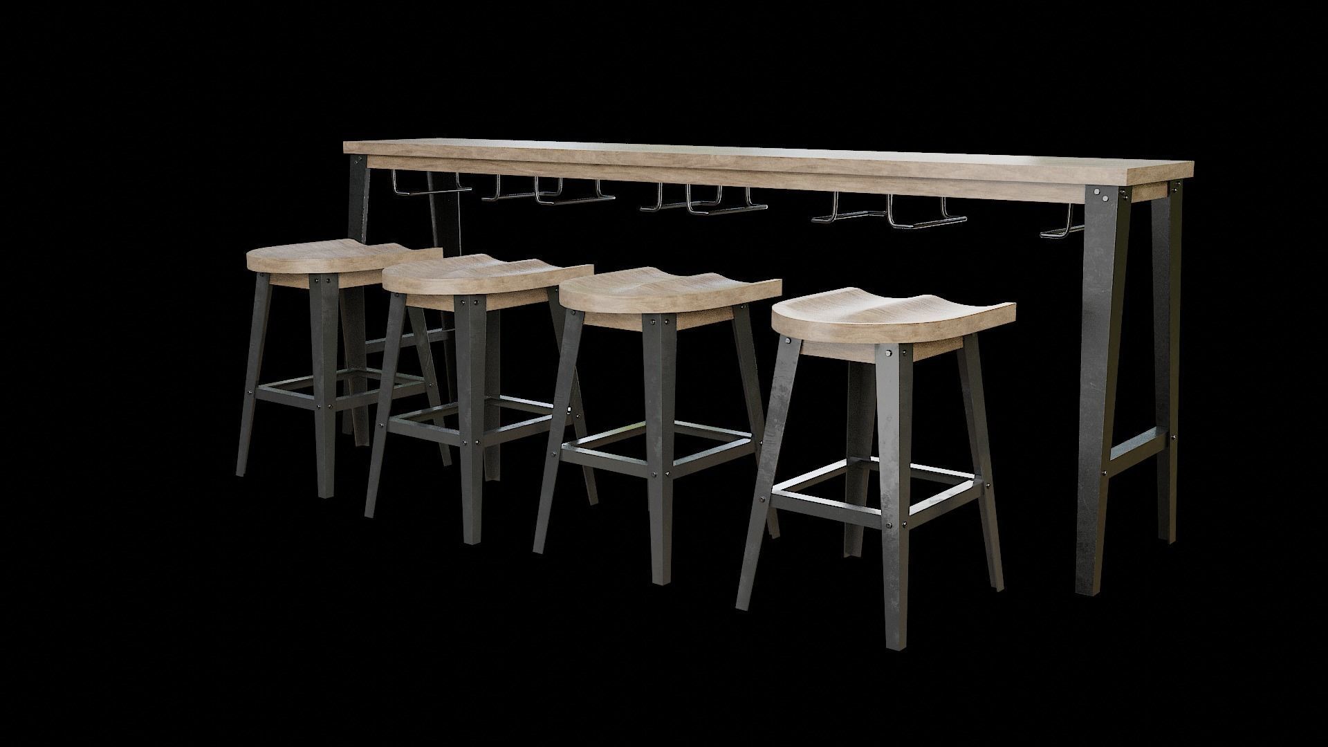 Dining Table Set-10 Low-poly 3D model_2