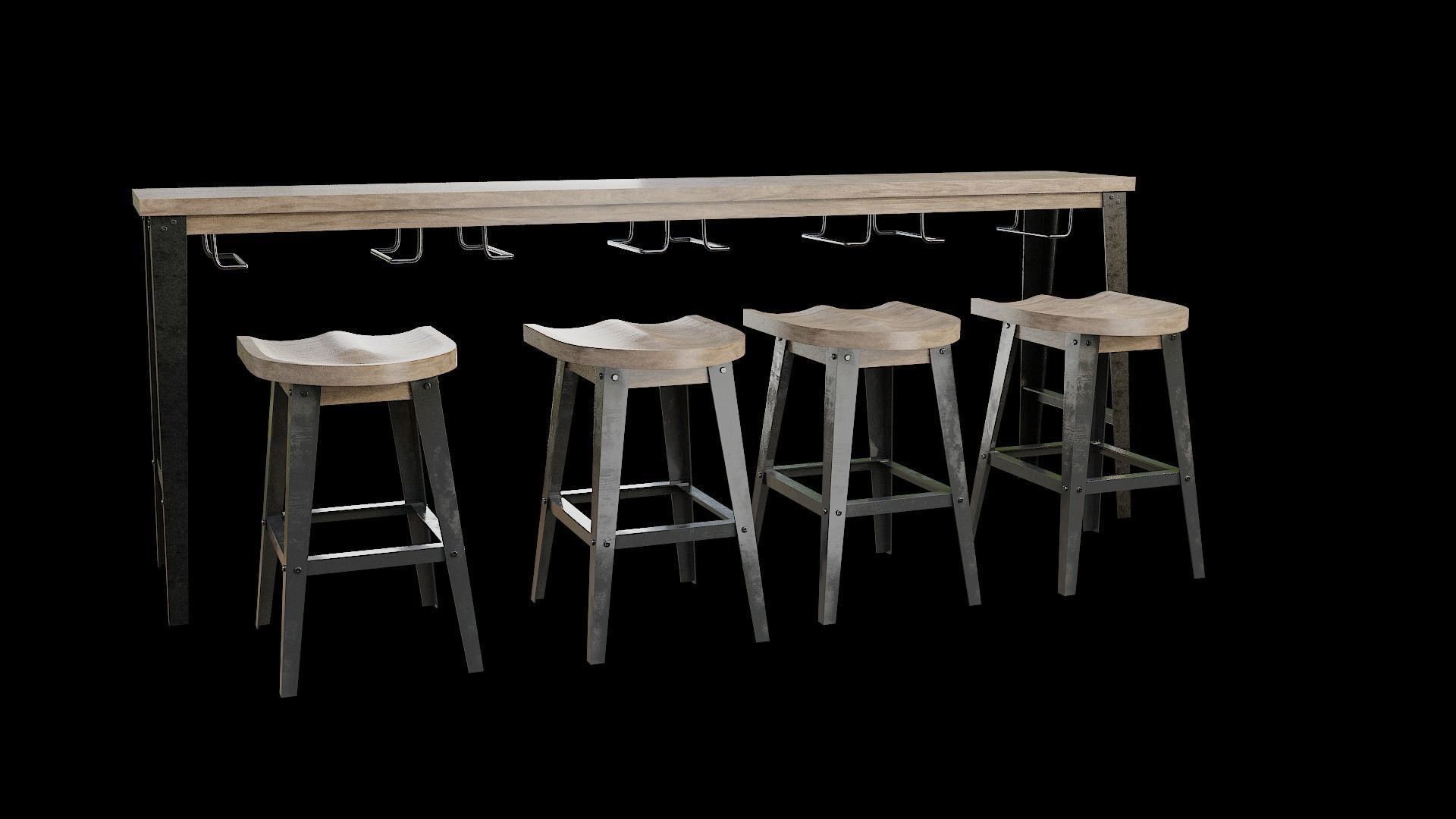 Dining Table Set-10 Low-poly 3D model_1