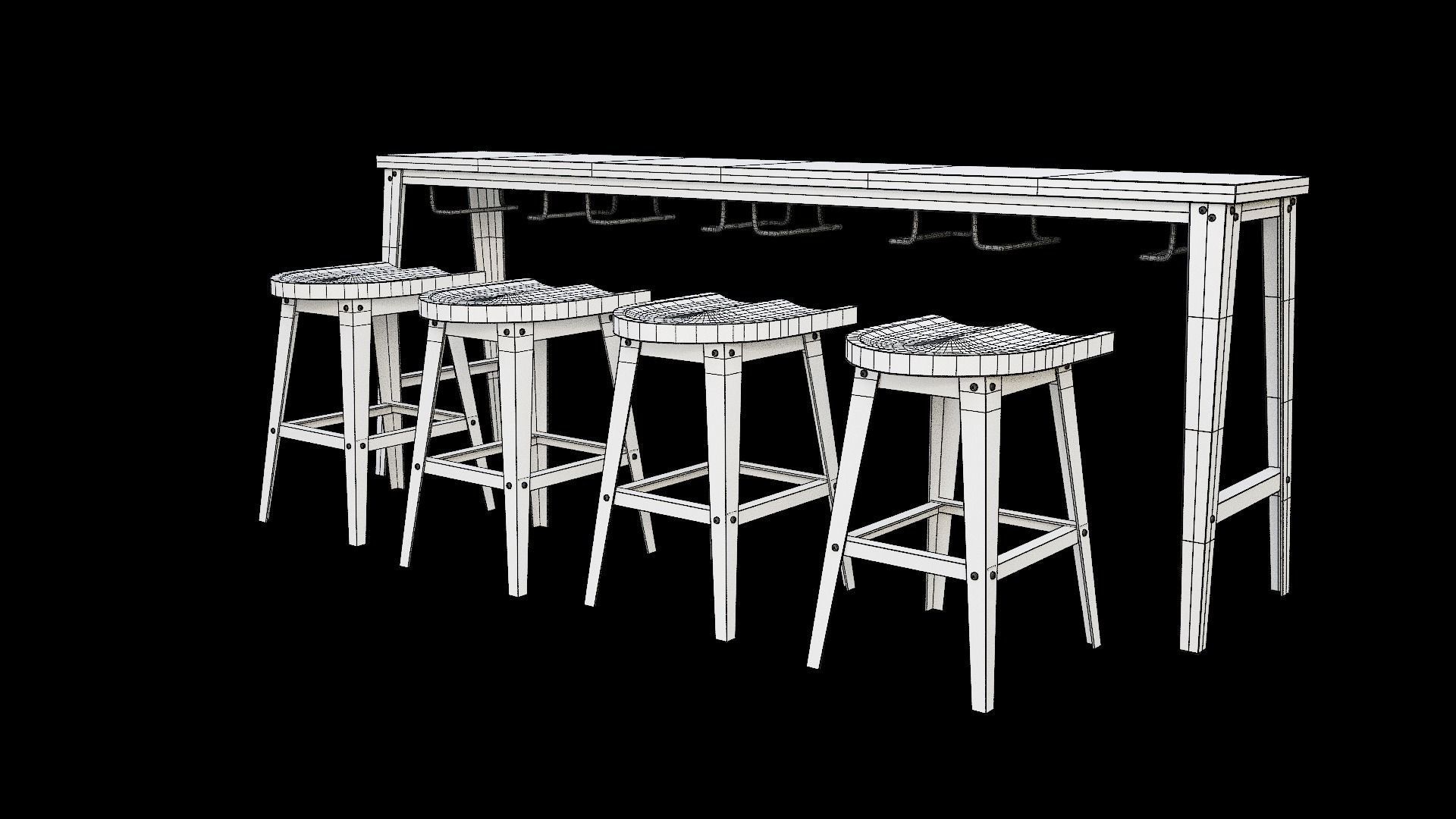 Dining Table Set-10 Low-poly 3D model_6