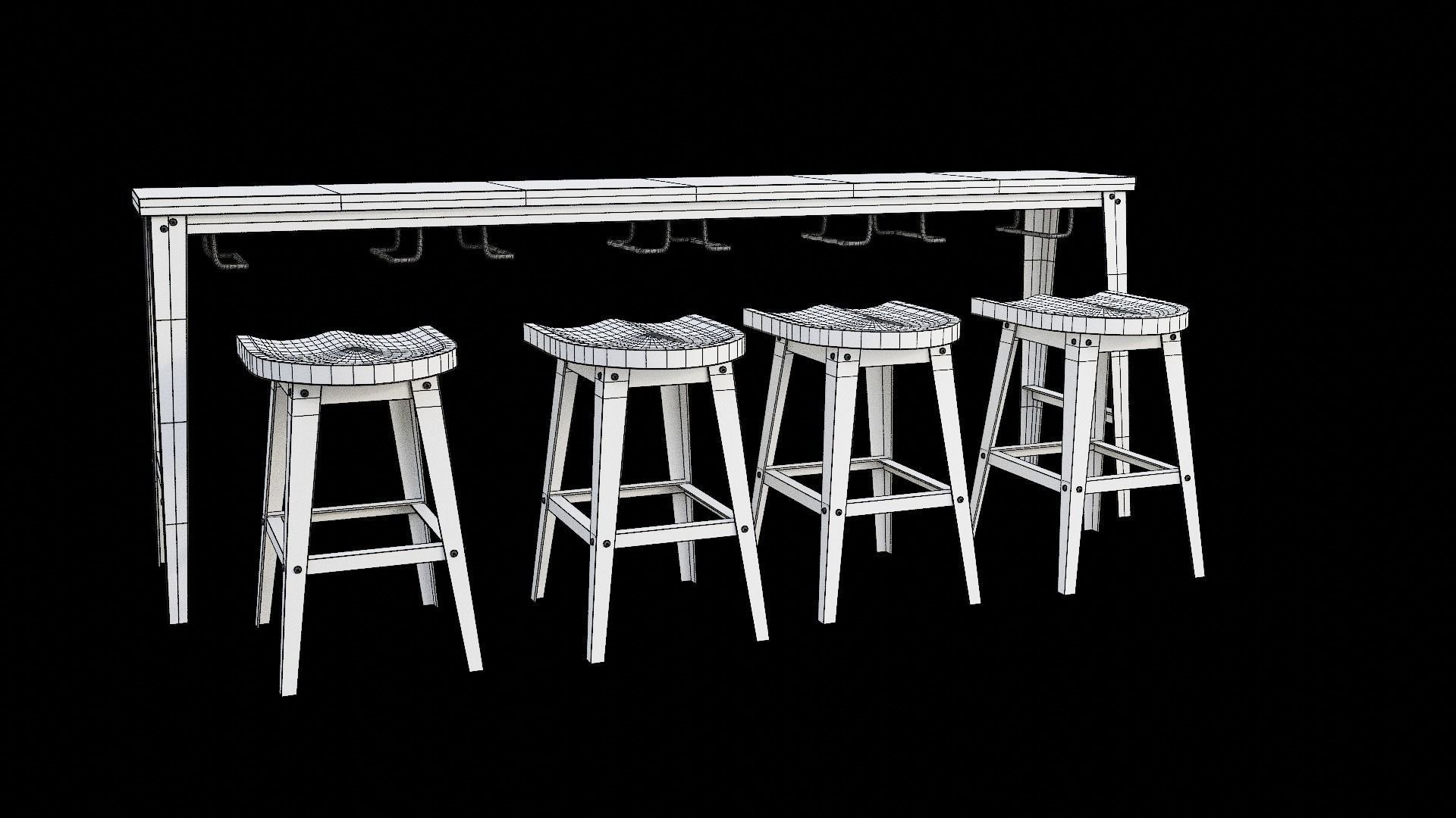 Dining Table Set-10 Low-poly 3D model_5