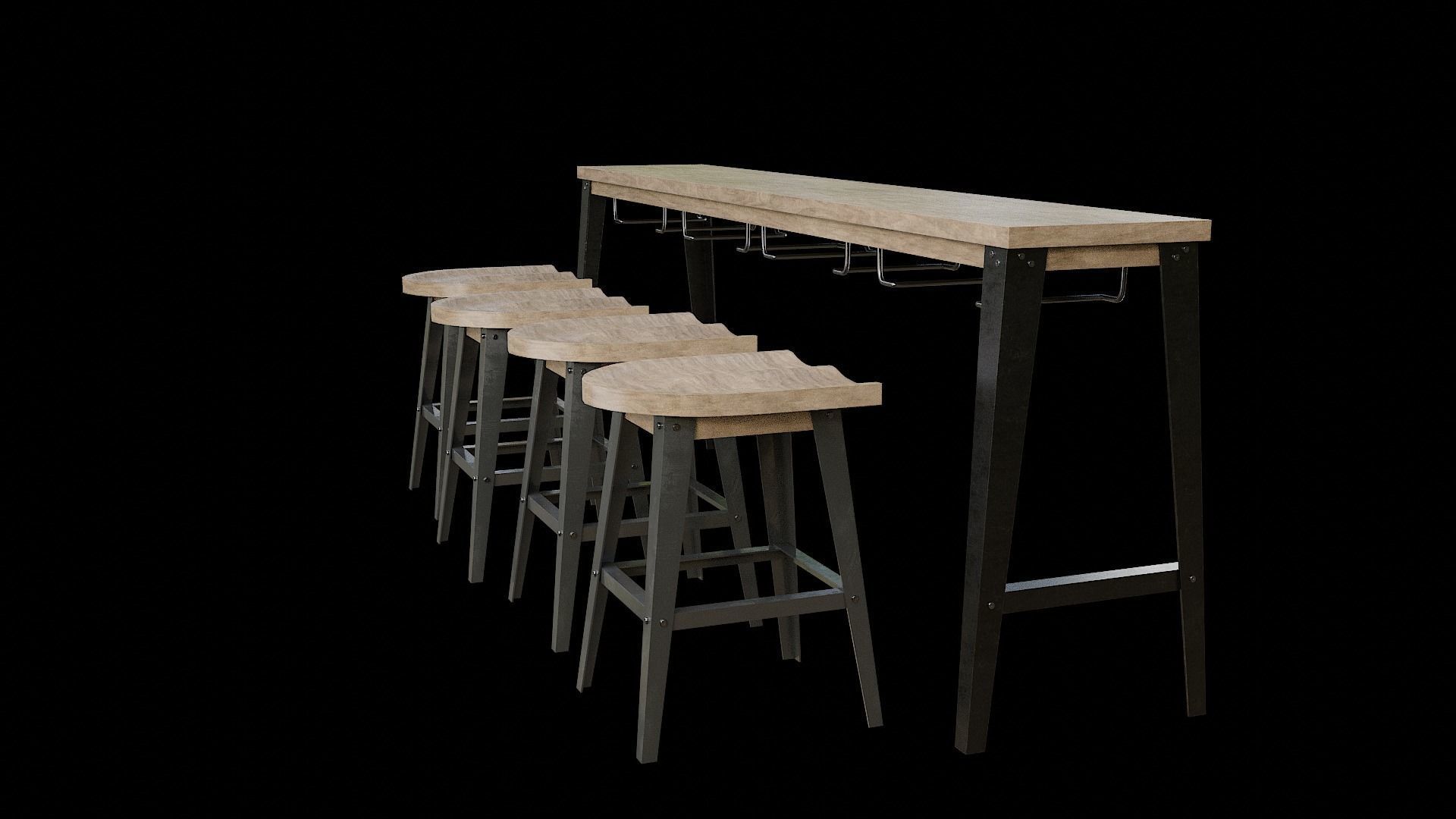 Dining Table Set-10 Low-poly 3D model_3