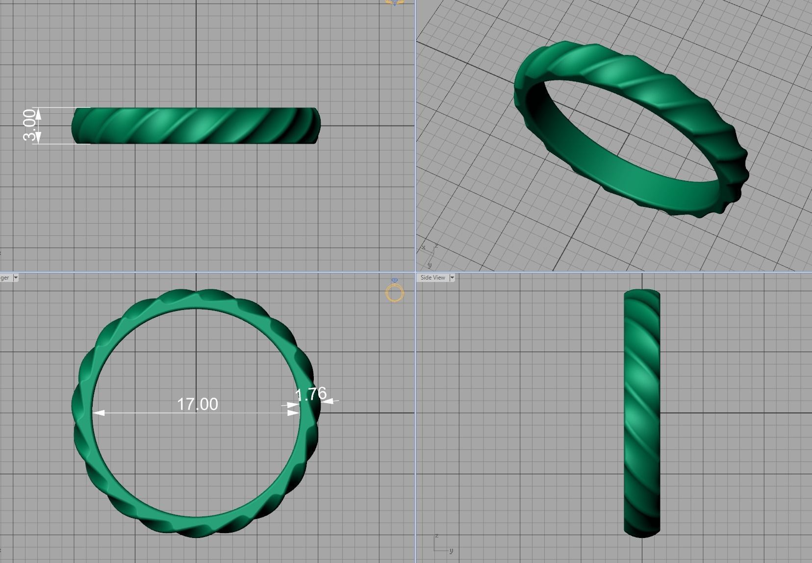 Nautilus Band ring design 3mm wide 3dmodel 3D print model_11