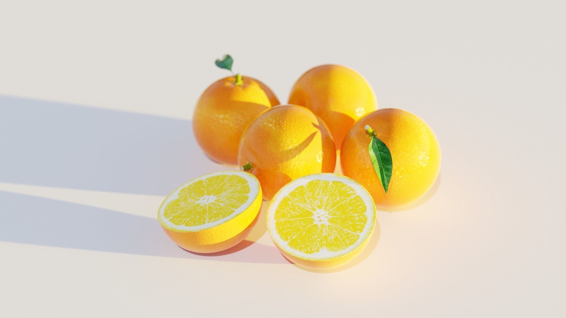 orange sliced lemons 3D model_1