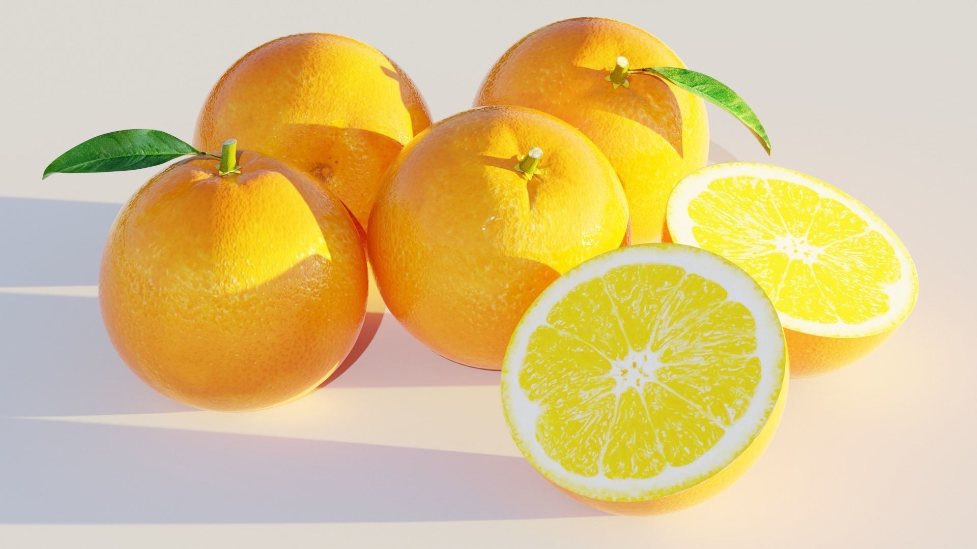 orange sliced lemons 3D model_2