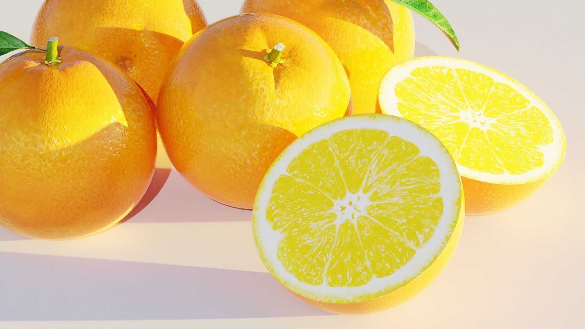 orange sliced lemons 3D model_3
