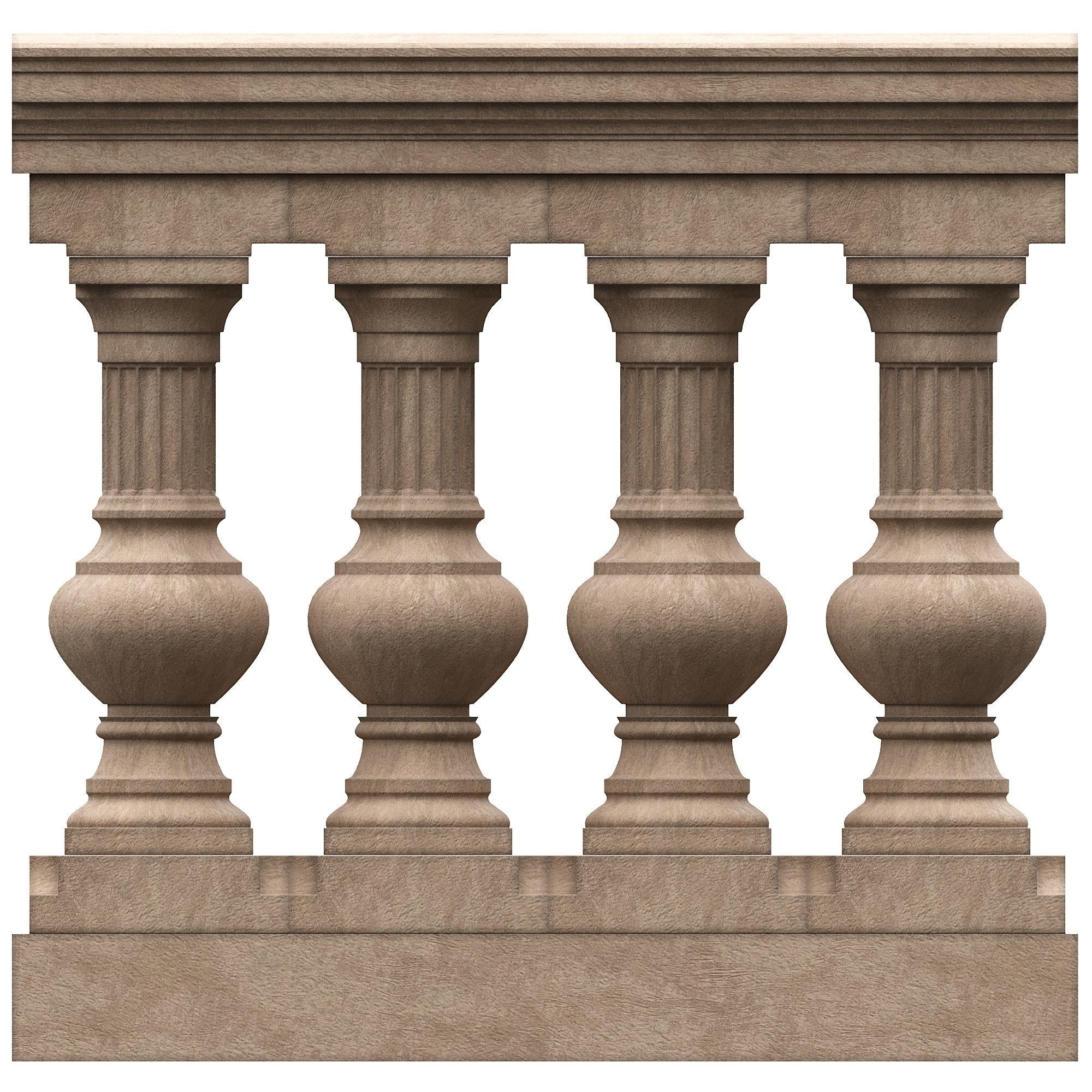 Stone balustrade 09 3D model_3