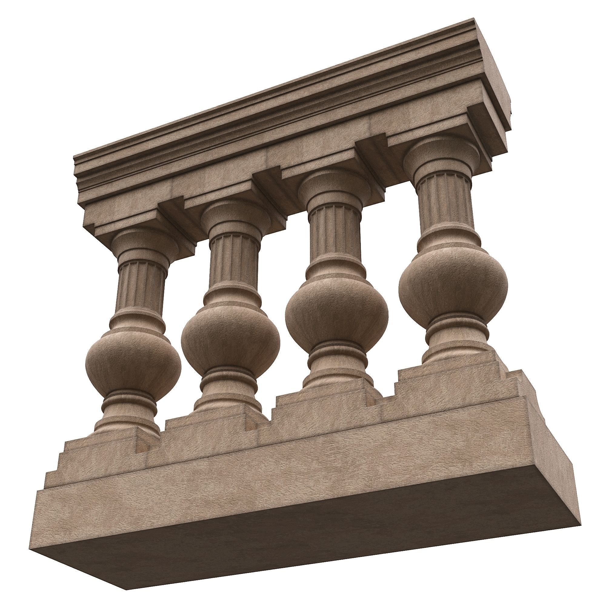 Stone balustrade 09 3D model_1