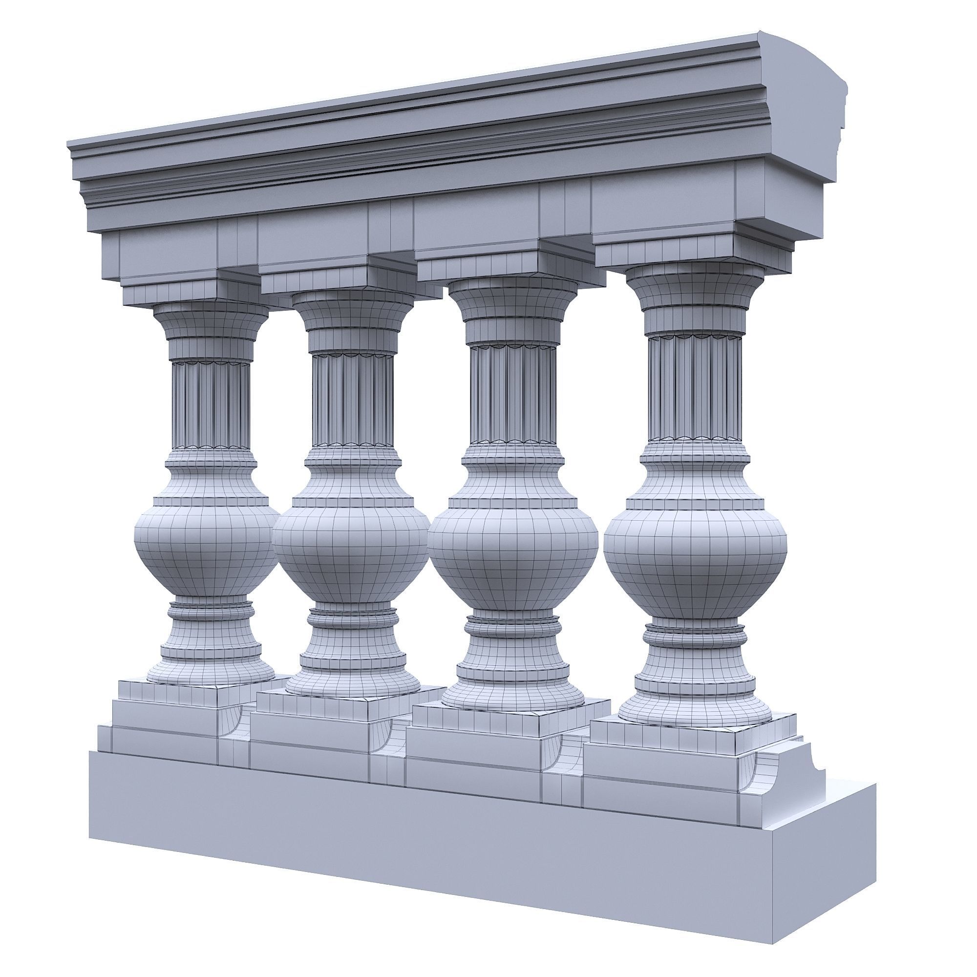 Stone balustrade 09 3D model_6