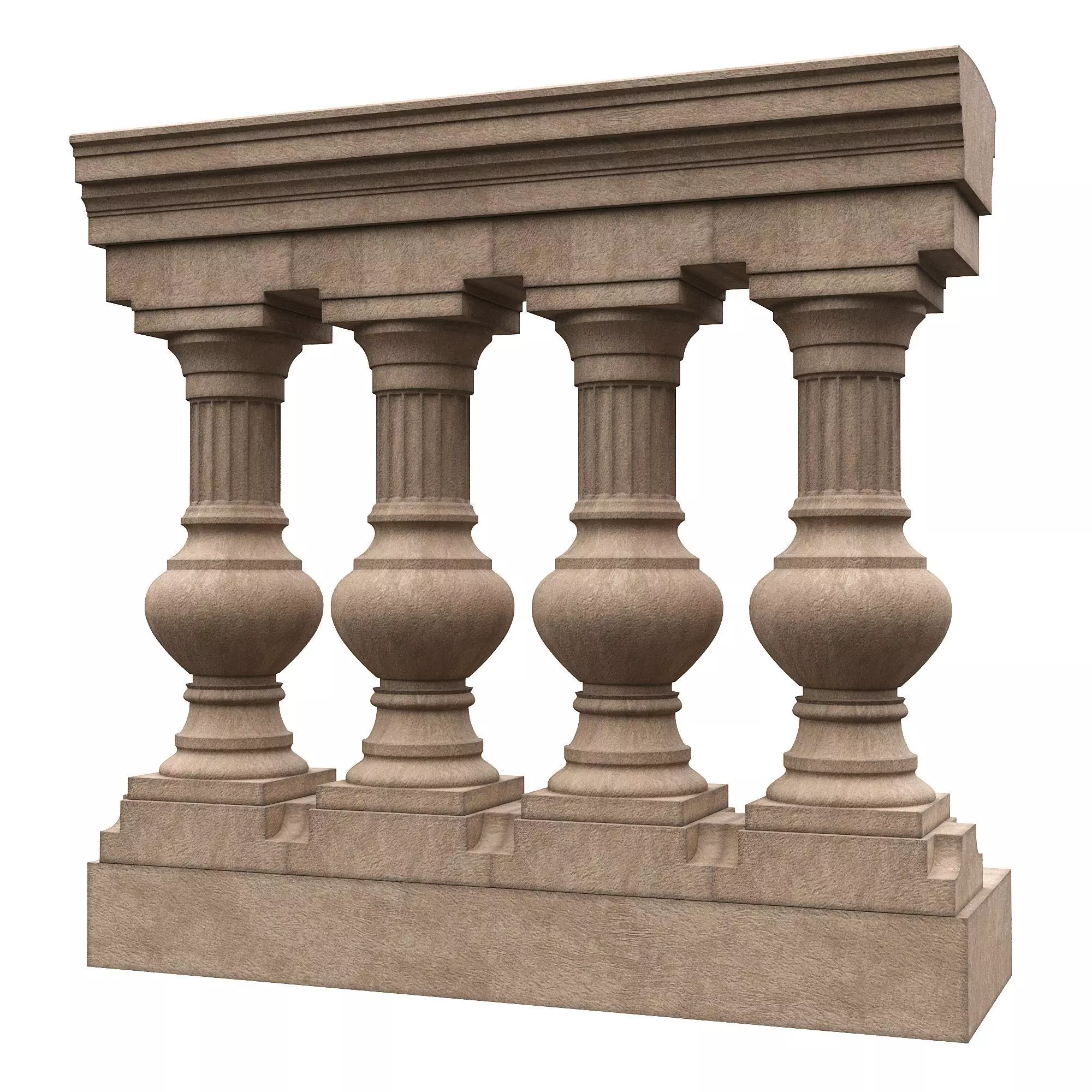 Stone balustrade 09 3D model_0