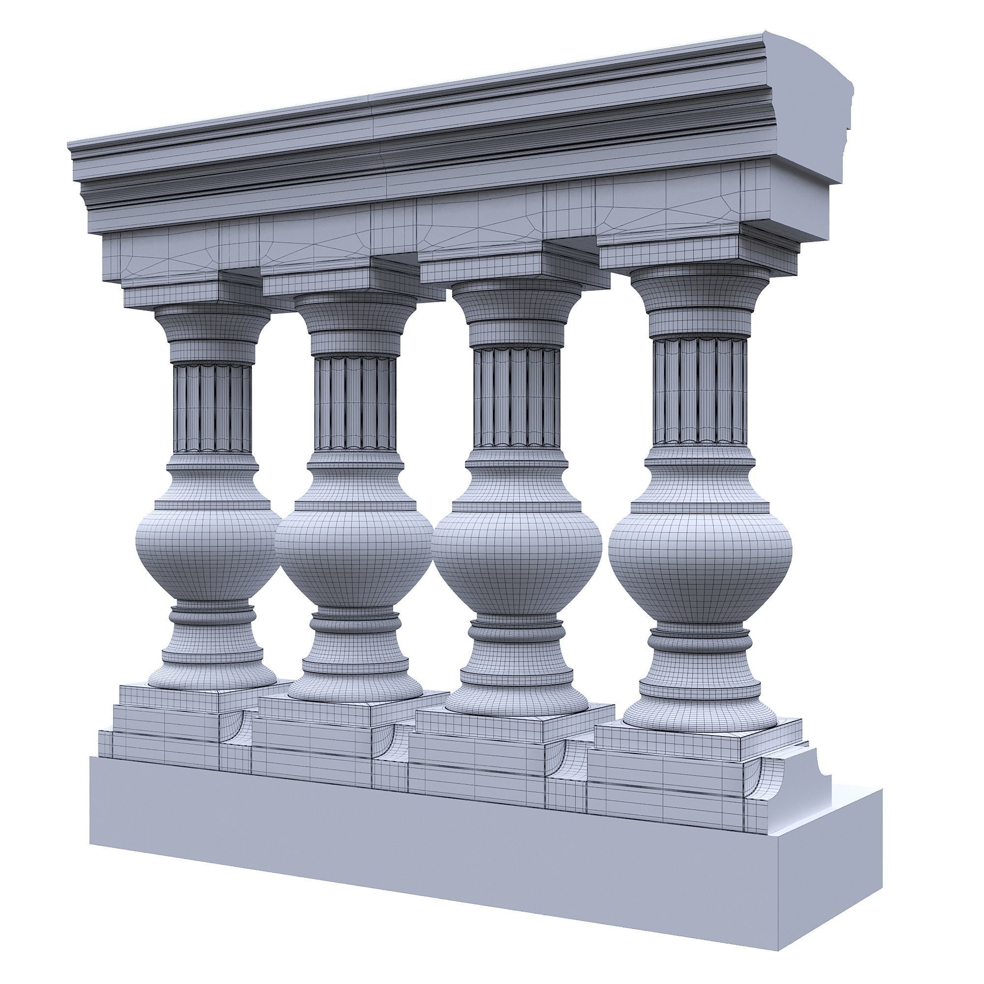 Stone balustrade 09 3D model_5