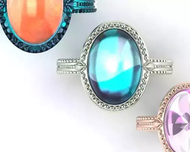  Ring with  oval cabochon antique  gold elegant