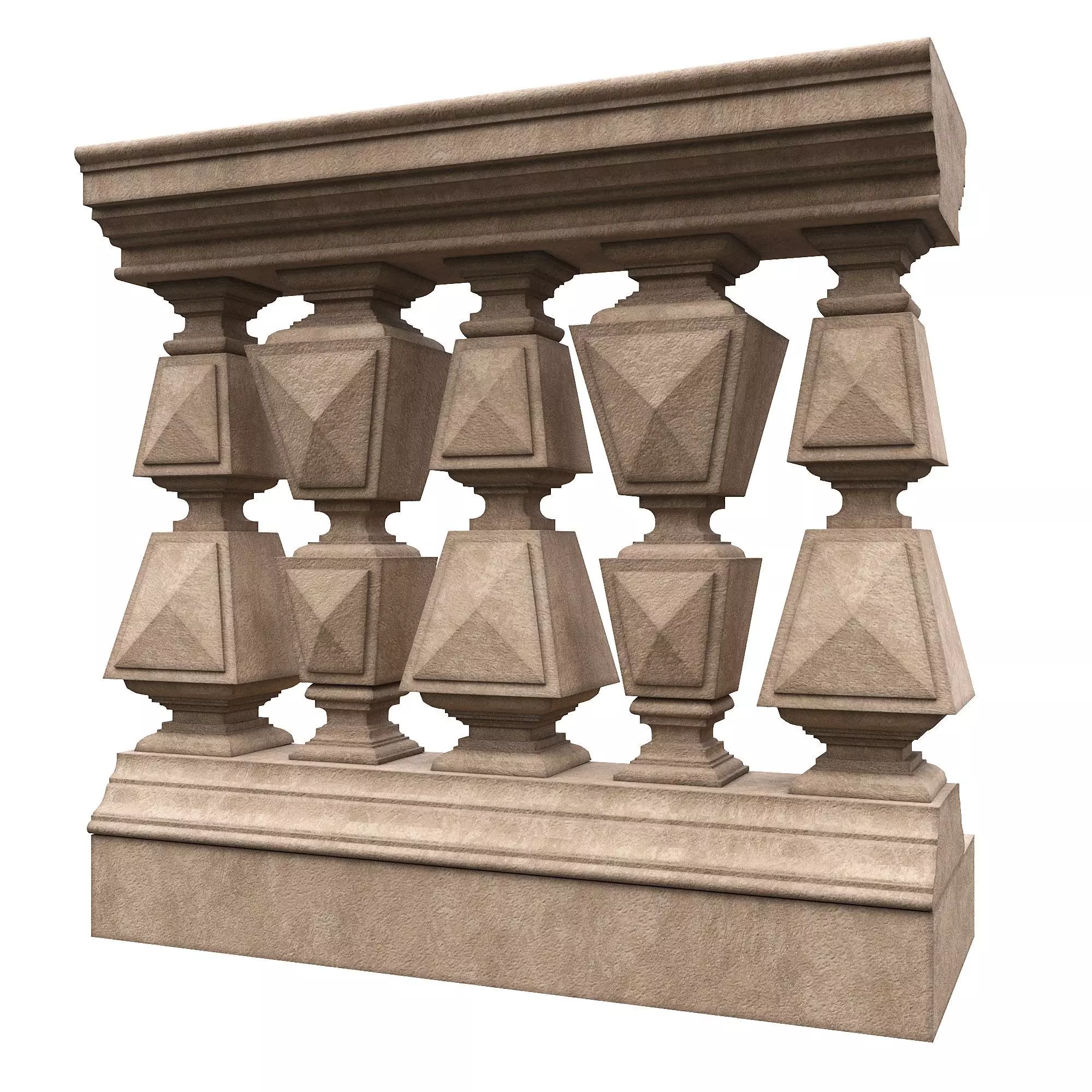 Stone balustrade 10 3D model_0
