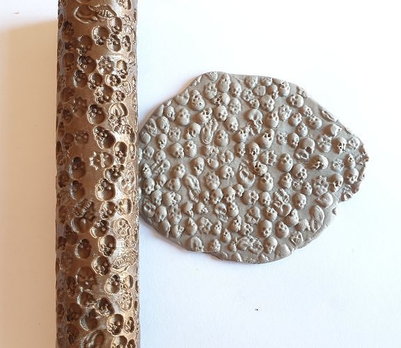 Skulls texture rolling pin 3D print model