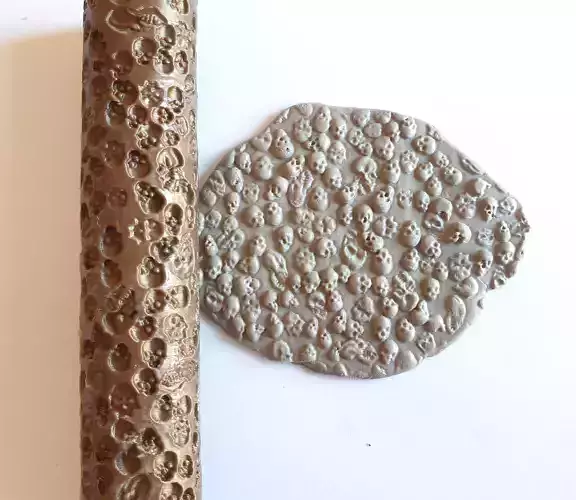 Skulls texture rolling pin 3D print model