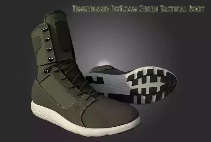 Timberland FlyRoam Green Tactical Leather Boot Low-poly 3D model