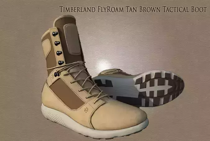 Timberland FlyRoam Tan Brown Tactical Leather Boot Low-poly 3D model