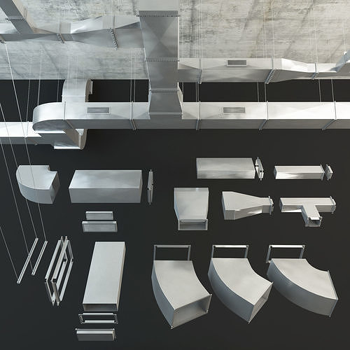 Interior air ducts modular system   3D model