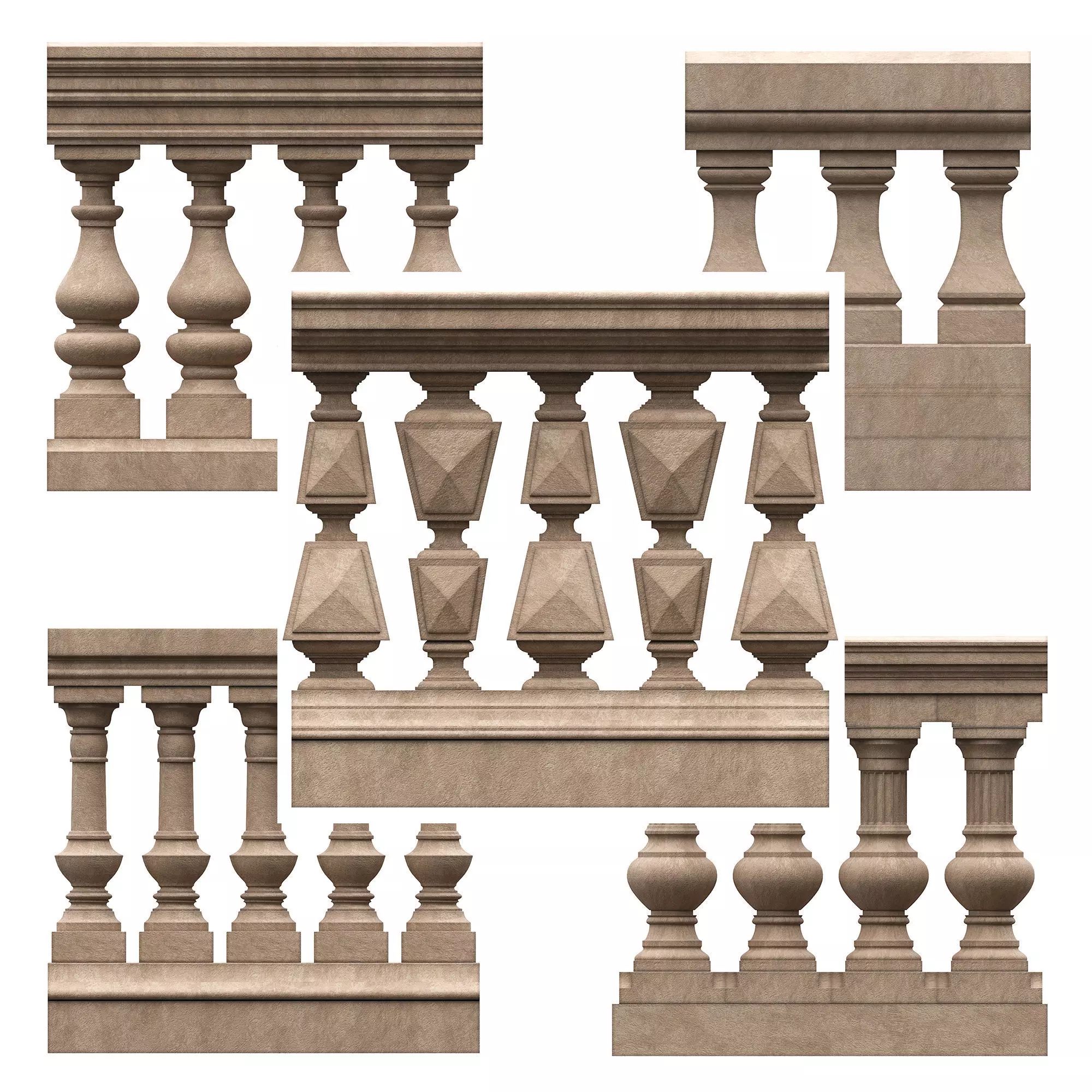 Stone balustrades 06-10 3D Model Collection_0