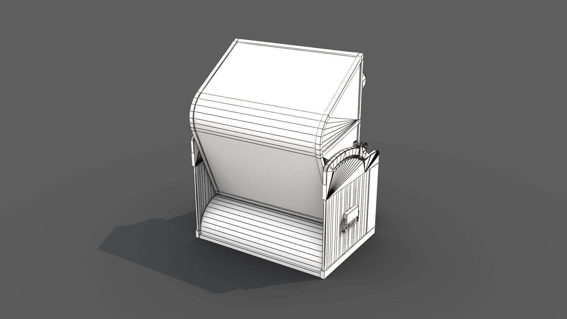 Roofed Wooden Beach Seat Low-poly 3D model_10