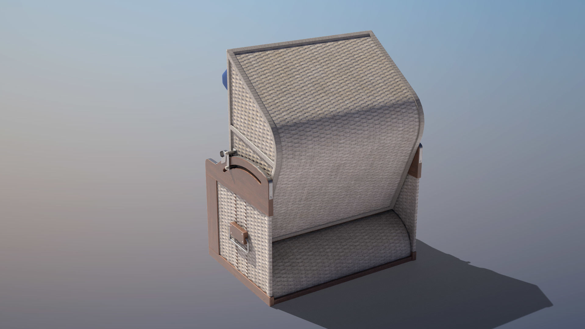 Roofed Wooden Beach Seat Low-poly 3D model_6