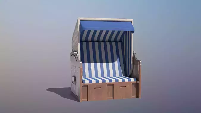 Roofed Wooden Beach Seat Low-poly 3D model