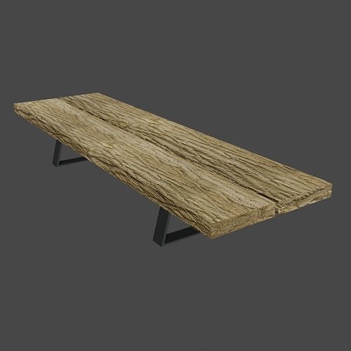 Wooden - Iron modern Bench Low-poly 3D model