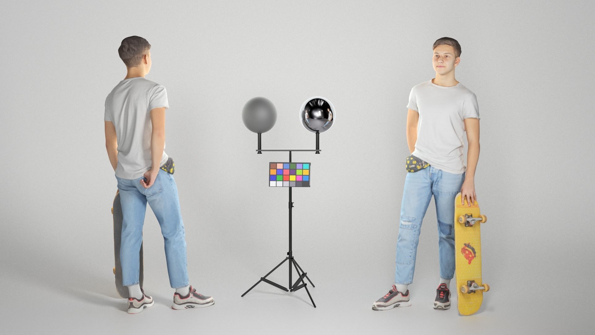 Cute young man with a yellow skateboard 109 Low-poly 3D model_2