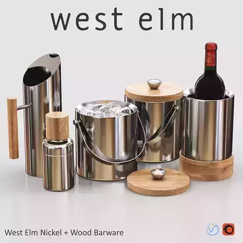 WEST ELM Nickel  Wood Barware 