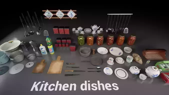 Post Soviet Dishes UE4 Low-poly 3D model